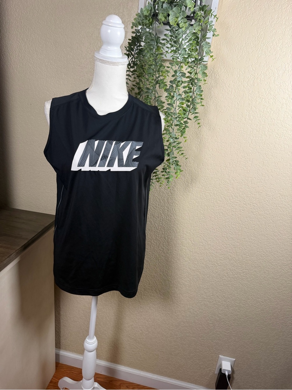 Nike Black Tank with White Logo